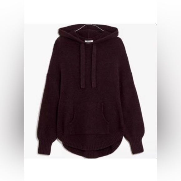 NWT Madewell Wilmington Hoodie Sweater in Heather Raisin - Picture 3 of 8